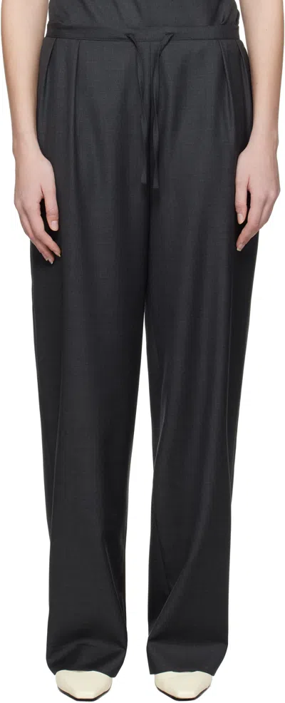 Loulou Studio Black Cove Trousers In Black Melange