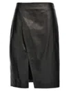 Loulou Studio Slit Leather Pencil Skirt In Black