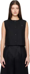 Loulou Studio Black Round Neck Vest In Black