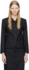 Loulou Studio Black Furo Blazer In Black Stripes
