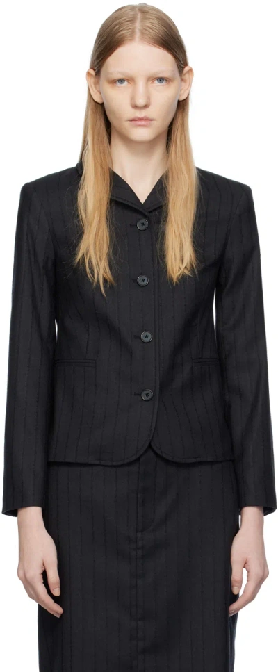 Loulou Studio Black Furo Blazer In Black Stripes