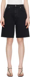 Loulou Studio Washed Denim Organic Cotton Shorts In Washed Grey