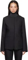 Loulou Studio Lavena Collarless Wool Jacket In Black