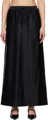 Loulou Studio Black Skirt In Linen And Silk In Black