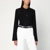 Loulou Studio Black Polo Shirt In Wool And Cashmere Blend In Black