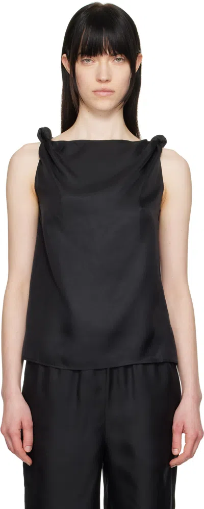 Loulou Studio Remy Sleeveless Draped Silk Top In Black