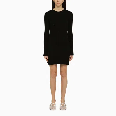 Loulou Studio Mini Dress In Silk Blend With Ribbed Texture In Black