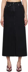 Loulou Studio Black Rona Denim Maxi Skirt In Washed Grey