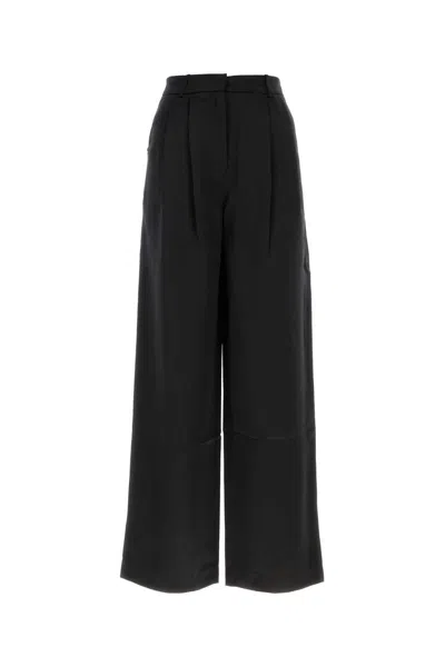 LOULOU STUDIO BLACK SATIN VIONE WIDE-LEG PANT