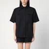 Loulou Studio Viscose And Linen Shirt With Short Sleeves In Black