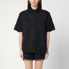 Loulou Studio Viscose And Linen Shirt With Short Sleeves In Black