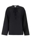 Loulou Studio Black Silk Zamia Blouse In Black
