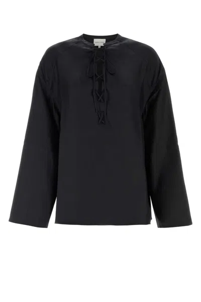 LOULOU STUDIO BLACK SILK ZAMIA BLOUSE