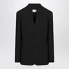Loulou Studio Single-button Round-neck Pullover Jacket In Black