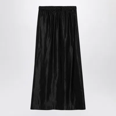 Loulou Studio Black Skirt In Linen And Silk