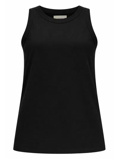 Loulou Studio Black Solid Crew Neck Top