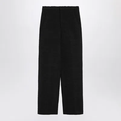 LOULOU STUDIO BLACK STRAIGHT BOUCLÉ TROUSERS