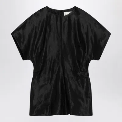 LOULOU STUDIO LOULOU STUDIO  BLACK T-SHIRT IN LINEN AND SILK