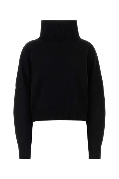 LOULOU STUDIO BLACK WOOL BLEND LUKE SWEATER