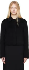 Loulou Studio Zhanna Wool Short Boxy Coat In Black