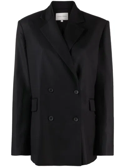 Loulou Studio Gorak Double-breasted Cotton-blend Twill Blazer In Black