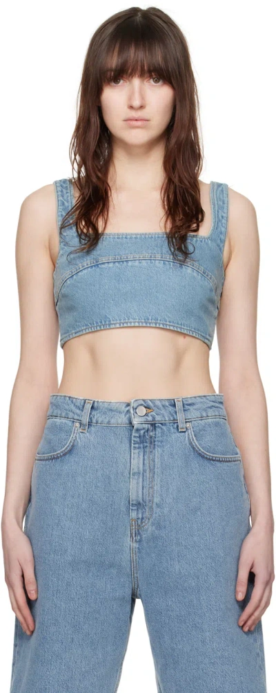 Loulou Studio Blue Anet Denim Tank Top In Washed Light Blue