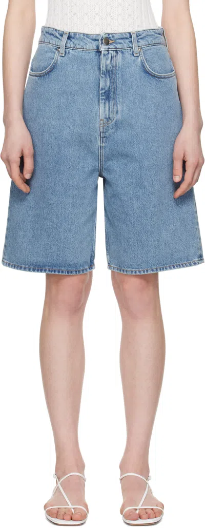 Loulou Studio Blue Isu Denim Shorts In Washed Light Blue