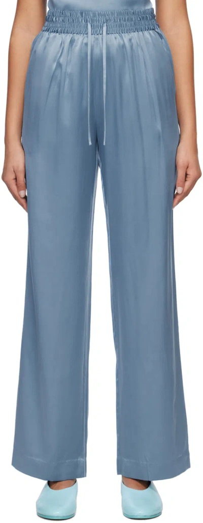 Loulou Studio High-waisted Silk Pants In Blue