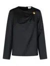 Loulou Studio Azae Blouse Draped In Black Silk In Black