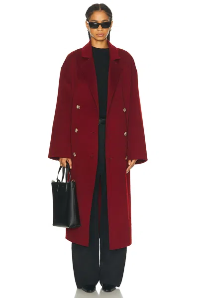 Loulou Studio Borneo Double Breast Wool Long Coat In Red