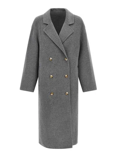 Loulou Studio Borneo Lds Long Coat In Gray