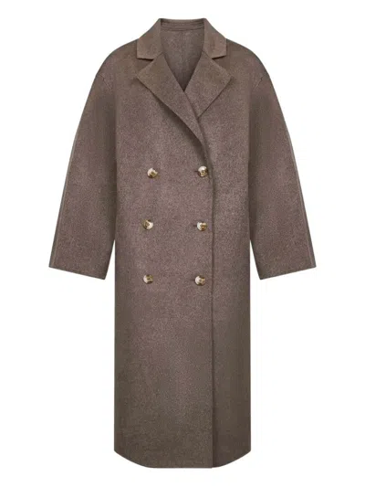 Loulou Studio Borneo Double-breasted Wool Coat In Brown