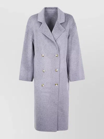 Loulou Studio Borneo Long Coat Button Detail Lapels In Gray