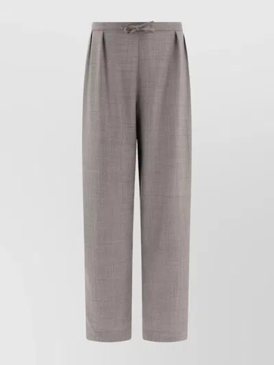 Loulou Studio Bow Detail Wide Leg Trousers In Gray