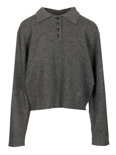 Loulou Studio Boxy Cashmere Polo Shirt In Gray