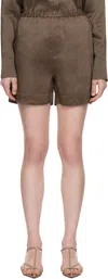 Loulou Studio Adonia Elastic Waistband Shorts In Deep Taupe
