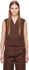 Loulou Studio Brown Iba Vest In Midnight Bordeaux