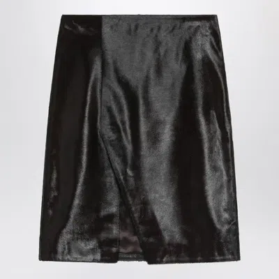 Loulou Studio Brown Myra Skirt In Pony-effect Leather In Black