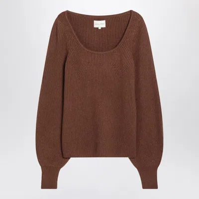 LOULOU STUDIO BROWN RIBBED CASHMERE JUMPER