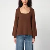 Loulou Studio Brown Ribbed Cashmere Jumper In Brown