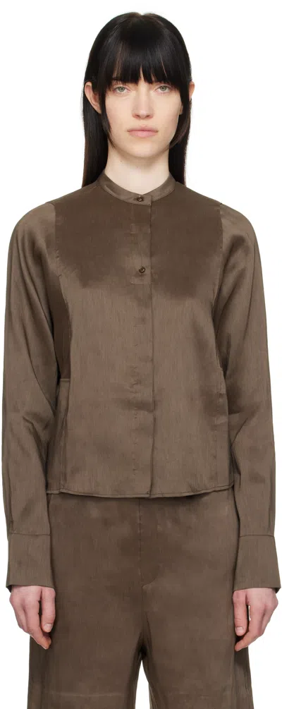 LOULOU STUDIO BROWN SIARA BLOUSE
