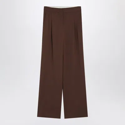 LOULOU STUDIO BROWN WIDE PANTS IN WOOL