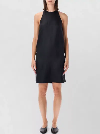 Loulou Studio Bruna Halter Backless Lightweight Mini Dress In Black