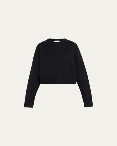 Loulou Studio Bruzzi Wool-cashmere Raglan-sleeve Crop Sweater In Black