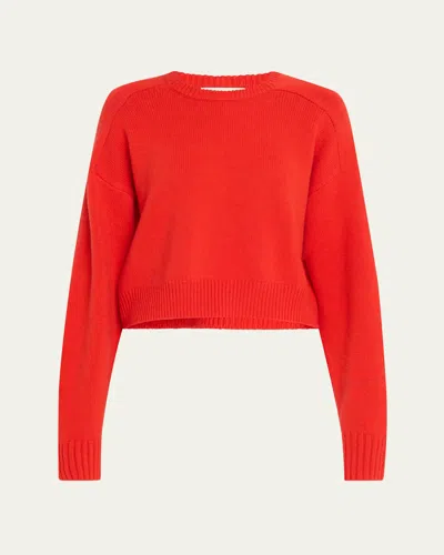Loulou Studio Bruzzi Wool-cashmere Raglan-sleeve Crop Sweater In Chili