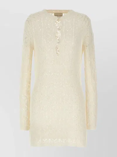 Loulou Studio Button Detail Crew Neck Long Sleeves In Yellow