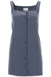 Loulou Studio Idon Wool Button Down Mini Dress In Blue