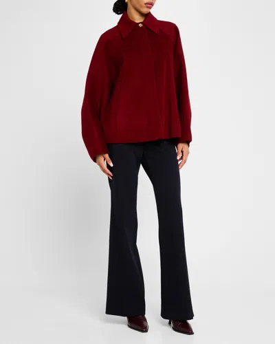 Loulou Studio Camila Short Wool Cashmere Coat In Burgundy