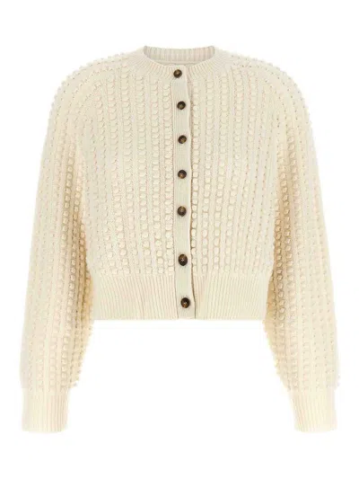 Loulou Studio Button-front Long-sleeve Knit Top In Neutral