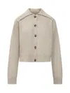 Loulou Studio Lune Boxy Shirt In Virgin Wool In Stone Melange